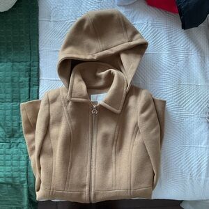 Michael Kors Camel Wool Blend Coat with Removable Hood